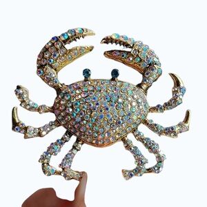 NEW Rhinestone Crab Brooch